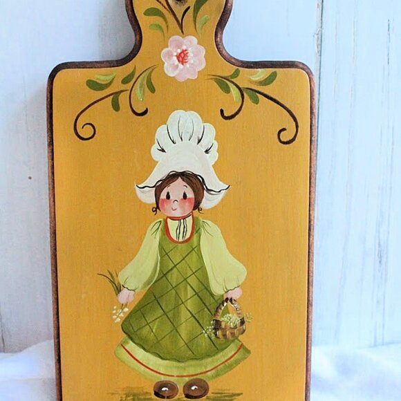 Vintage Hand Painted Cutting Board - Picture 1 of 2
